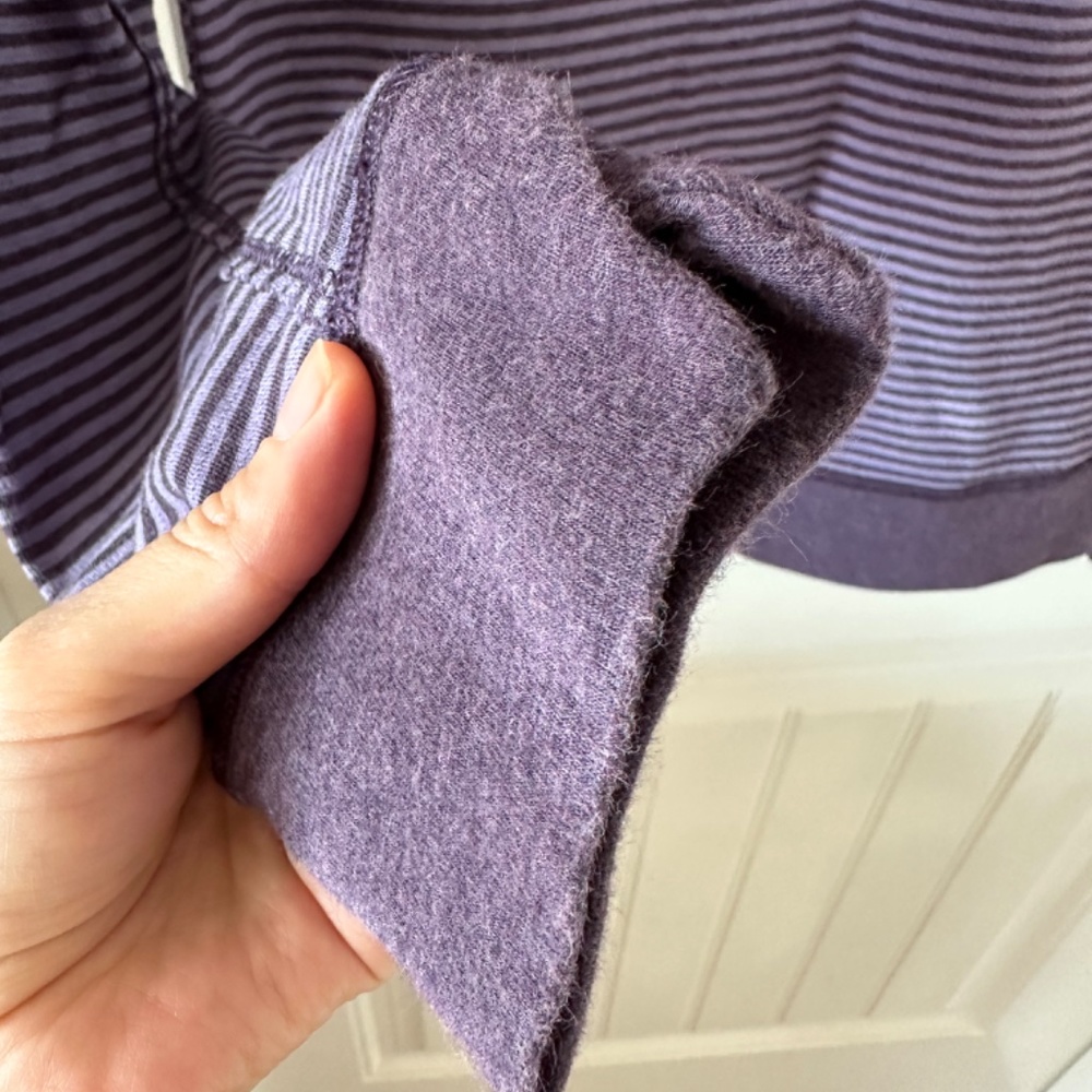 Lululemon Athletic Reversible Stripe Crew Neck Long Sleeve Top Shirt Purple - Picture 4 of 12